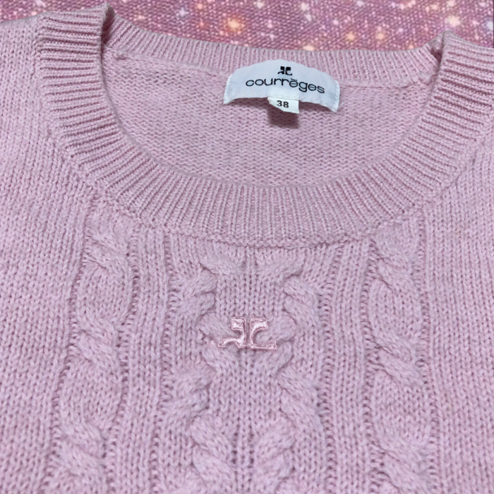 ”Courreges” Pink Embroidered Cable-knit | Vintage.City 빈티지숍, 빈티지 코디 정보
