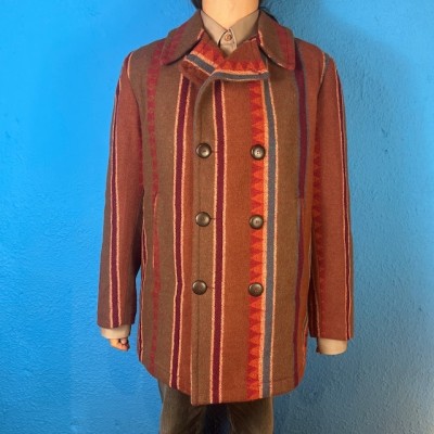 90s Native Striped Pea Coat (Jacket) | Vintage.City ヴィンテージ 古着