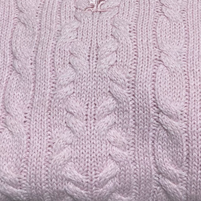 ”Courreges” Pink Embroidered Cable-knit | Vintage.City 빈티지숍, 빈티지 코디 정보