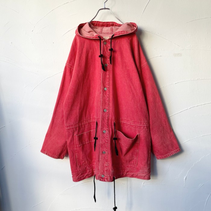 Hooded red denim jacket | Vintage.City 古着屋、古着コーデ情報を発信