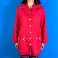 70s Red Open Collar Shirt (Jacket) | Vintage.City ヴィンテージ 古着