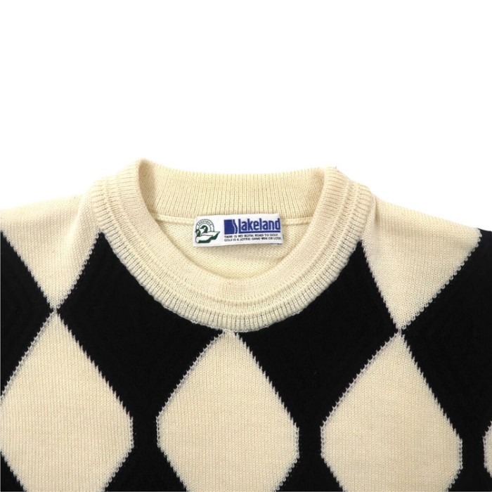 LAKELAND 3Dニットセーター M ホワイト チェック ウール 日本製 | Vintage.City 古着屋、古着コーデ情報を発信