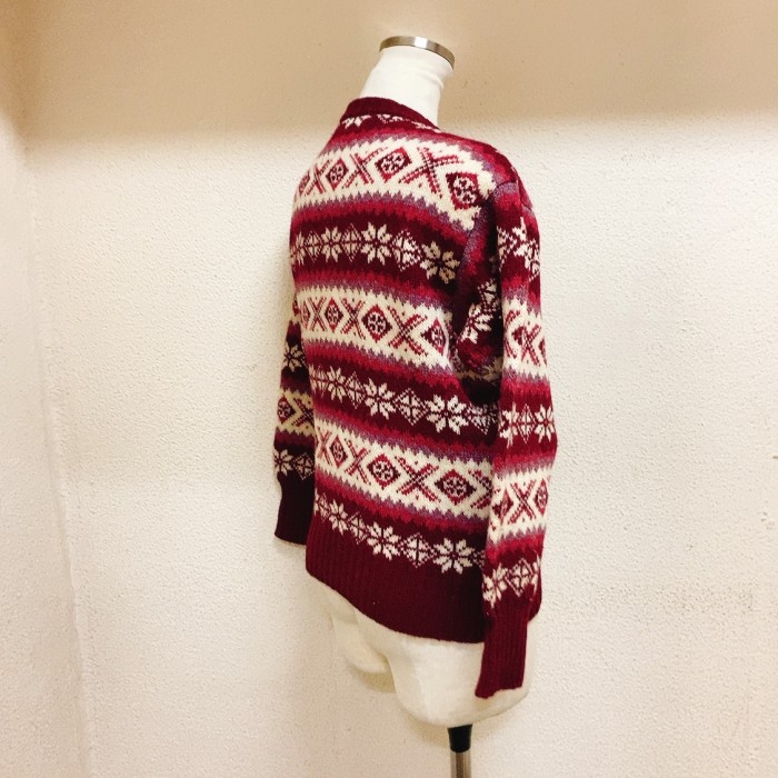 Haakro Knitwear ニットカーディガン　赤　白　ウール　英国製 | Vintage.City 古着屋、古着コーデ情報を発信