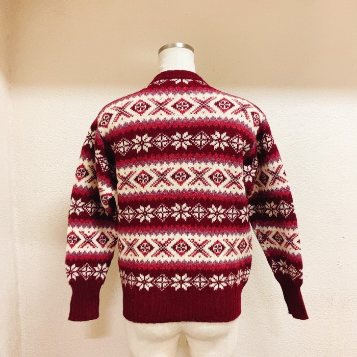 Haakro Knitwear ニットカーディガン　赤　白　ウール　英国製 | Vintage.City 빈티지숍, 빈티지 코디 정보