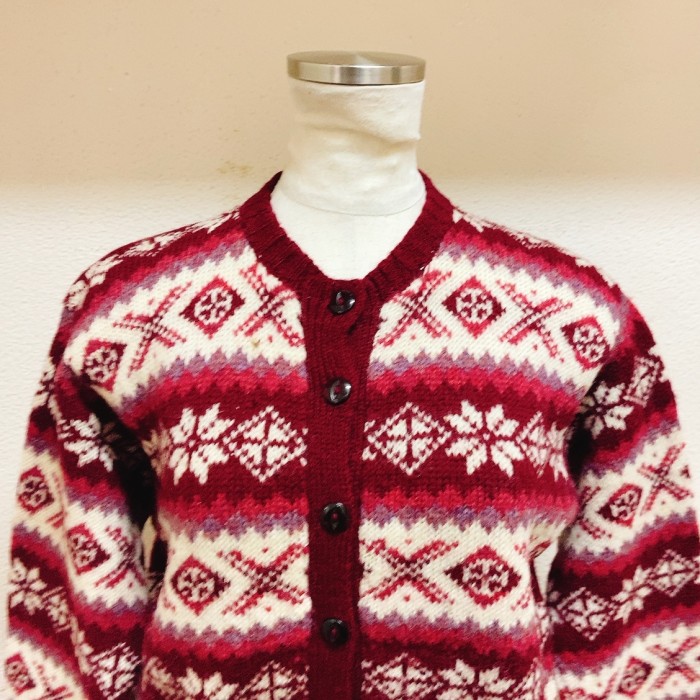 Haakro Knitwear ニットカーディガン　赤　白　ウール　英国製 | Vintage.City 빈티지숍, 빈티지 코디 정보