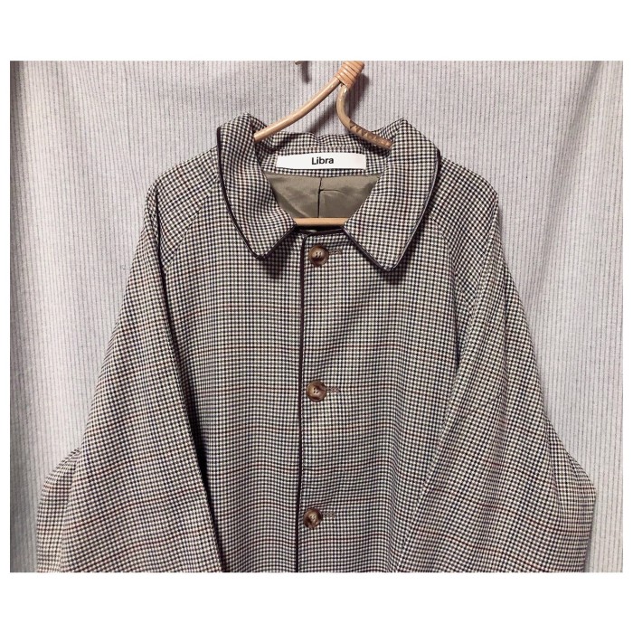 Libra Cue パイピングステンカラーコート チェック | Vintage.City 古着屋、古着コーデ情報を発信