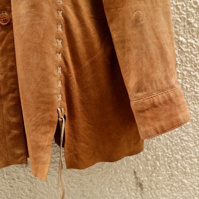 VERA PELLE Lace Up Design Leather Shirt | Vintage.City 빈티지숍, 빈티지 코디 정보