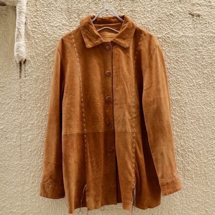 VERA PELLE Lace Up Design Leather Shirt | Vintage.City 빈티지숍, 빈티지 코디 정보