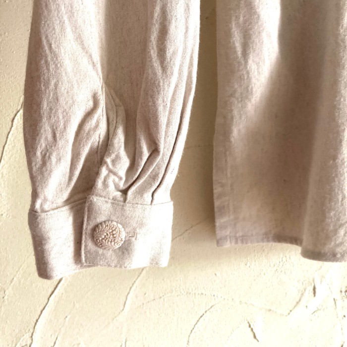 Linen mix see-through spandex shirt | Vintage.City 古着屋、古着コーデ情報を発信