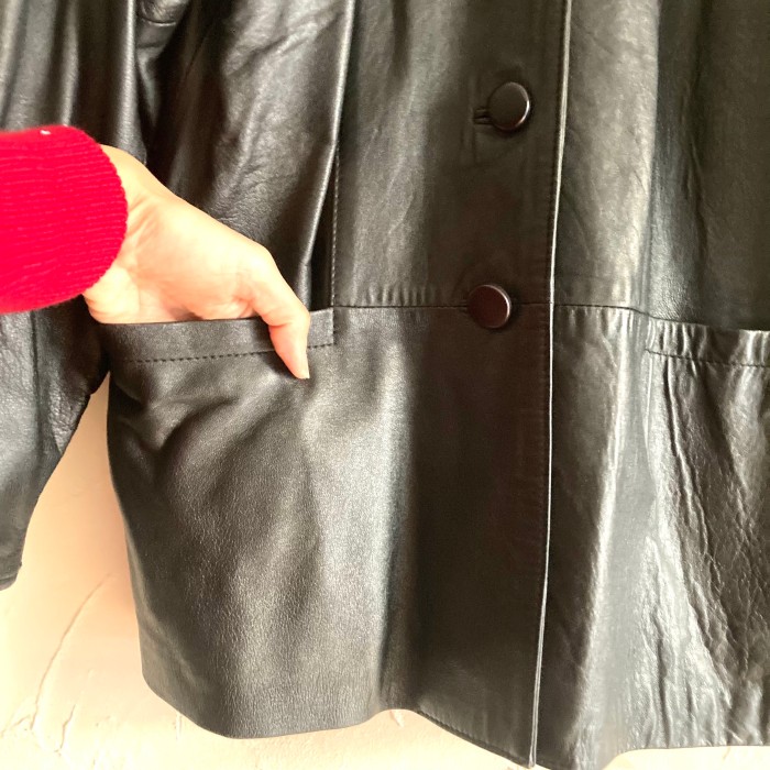 Made in Spain black sheepskin leather jk | Vintage.City 古着屋、古着コーデ情報を発信