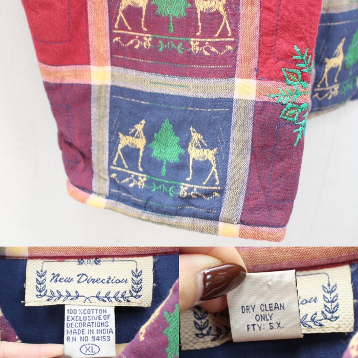 レディースインド製　OLD ジャガード織　ゴブラン織　刺繍デザイン　ジャケット　XL