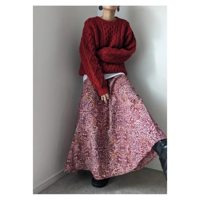 Flower print wrap longs kirt | Vintage.City 古着屋、古着コーデ情報を発信