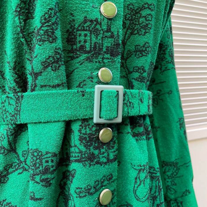 pastoral pattern open collar dress | Vintage.City 古着屋、古着コーデ情報を発信