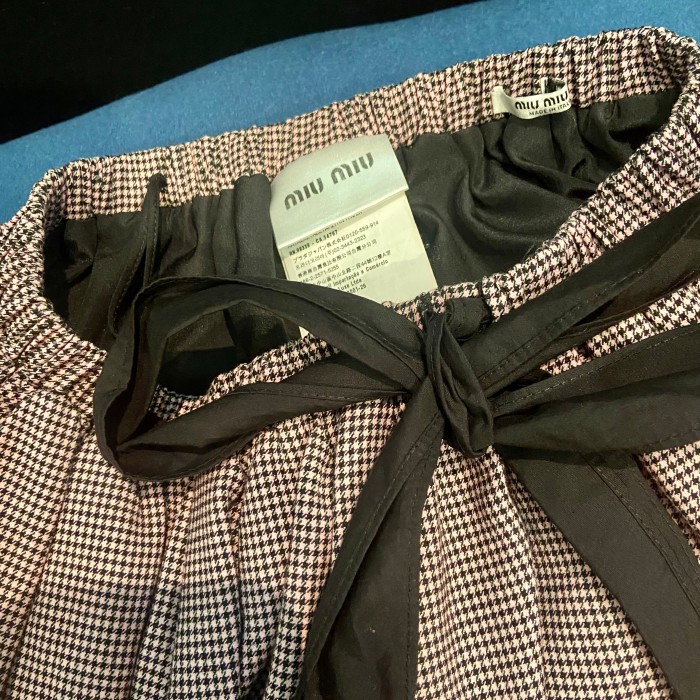 miumiu 千鳥格子リボンギャザーミニスカート | Vintage.City ヴィンテージ 古着