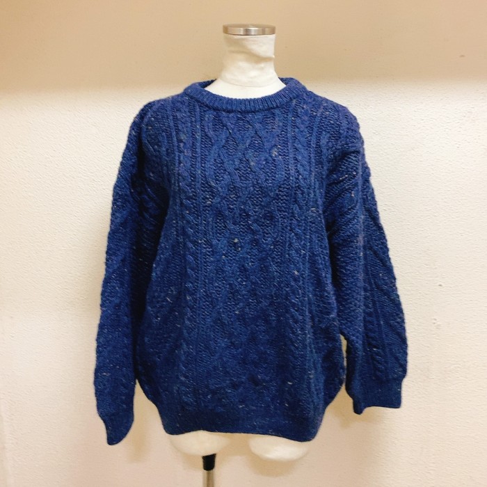 ヴィンテージ　長袖ニット　紺　ウール　英国製　vintage knit | Vintage.City 古着屋、古着コーデ情報を発信