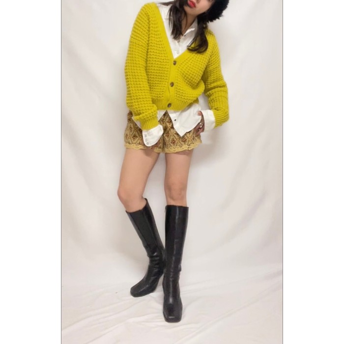 yellow cardigan Knit | Vintage.City 古着屋、古着コーデ情報を発信
