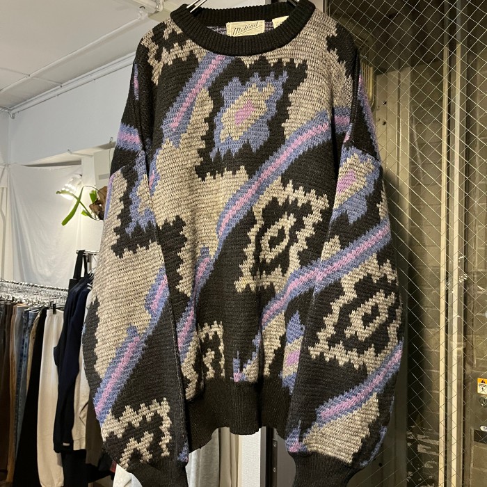 made in brazil pattern knit | Vintage.City 古着屋、古着コーデ情報を発信