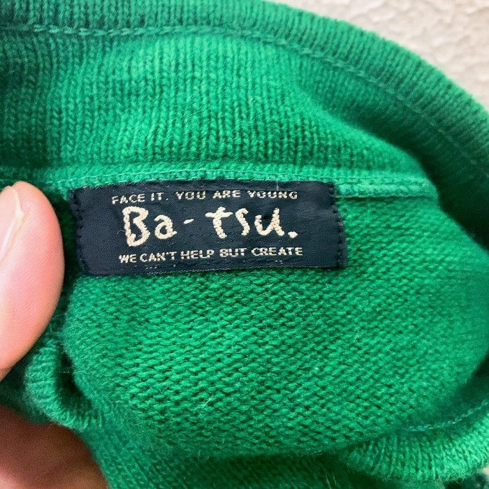 バツ　長袖ニット　緑色　ウール　チャイナボタン　Ba-tsu | Vintage.City 古着屋、古着コーデ情報を発信
