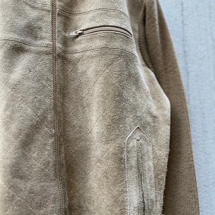 suèdeleather×knitting swiching  jacket | Vintage.City 빈티지숍, 빈티지 코디 정보