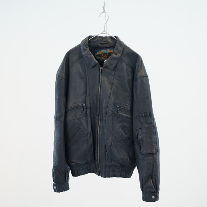 short length multi pocket leather jacket | Vintage.City 古着屋、古着コーデ情報を発信