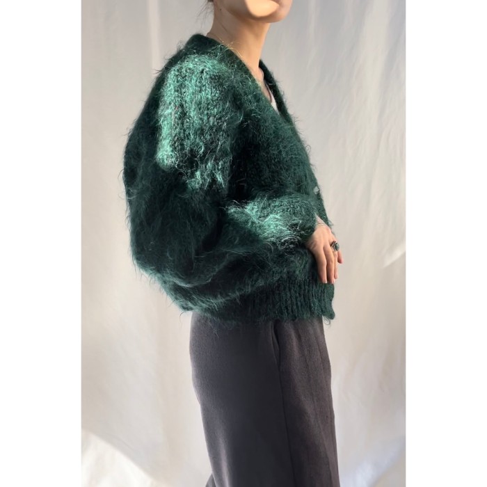 Mohair green knit cardigan | Vintage.City 古着屋、古着コーデ情報を発信