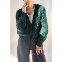 Mohair green knit cardigan | Vintage.City ヴィンテージ 古着