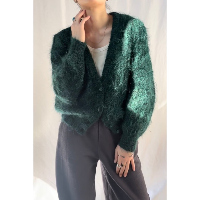 Mohair green knit cardigan | Vintage.City Vintage Shops, Vintage Fashion Trends