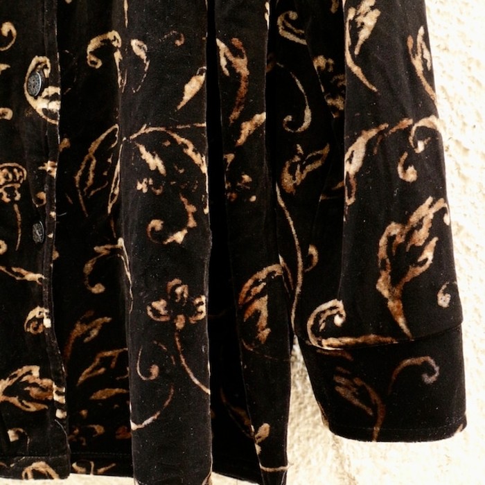 Botanical Pattern Velvet Loose Shirt | Vintage.City 빈티지숍, 빈티지 코디 정보