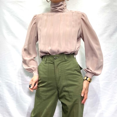80s vintage polyester pink beige blouse | Vintage.City ヴィンテージ 古着