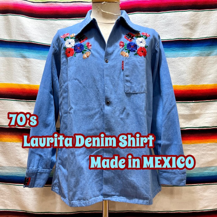 70’s Made in MEXICO Laurita 刺繍 デニムシャツ | Vintage.City 빈티지숍, 빈티지 코디 정보