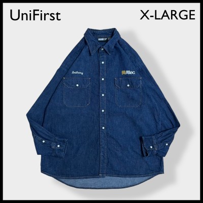 【unifirst】デニムシャツ 企業系 刺繍ロゴ XL ビッグシルエット 古着 | Vintage.City ヴィンテージ 古着