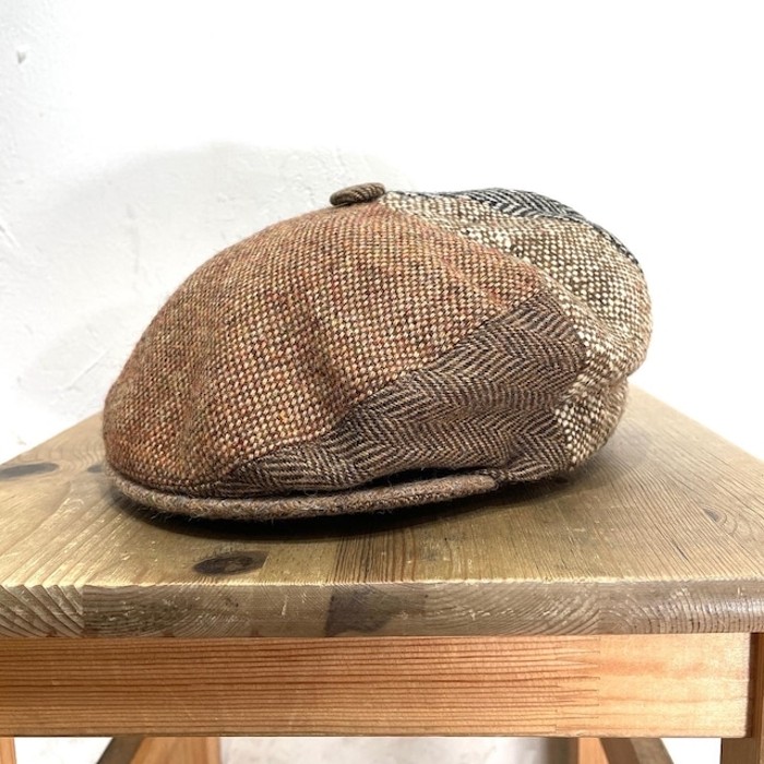 patchwork pattern wool tweed hunting cap | Vintage.City 古着屋、古着コーデ情報を発信