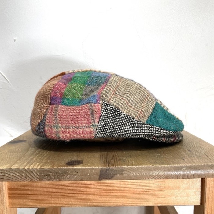 patchwork pattern wool tweed hunting cap | Vintage.City 古着屋、古着コーデ情報を発信