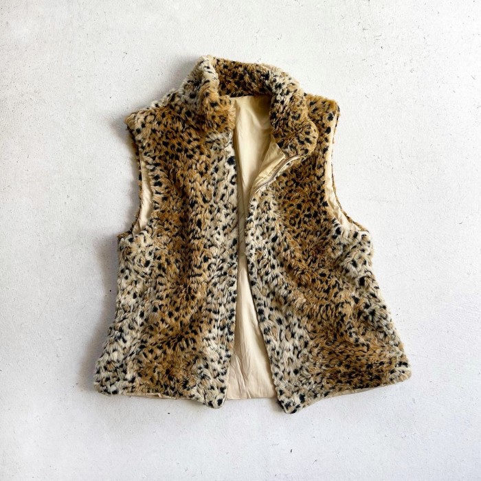 Vintage Leopard Fur Jip up Vest 【M】 | Vintage.City 빈티지숍, 빈티지 코디 정보