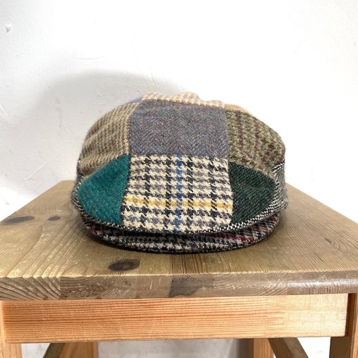 patchwork pattern wool tweed hunting cap | Vintage.City 빈티지숍, 빈티지 코디 정보