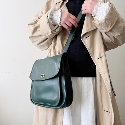 Old Coach "Green" Leather Shoulder Bag | Vintage.City ヴィンテージ 古着
