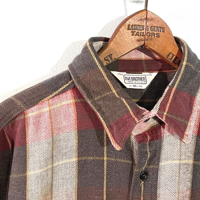 1980's FIVEBROTHER heavy flannel shirt | Vintage.City Vintage Shops, Vintage Fashion Trends
