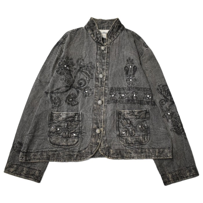 Old Embroidery Short Length Denim Jacket | Vintage.City 古着屋、古着コーデ情報を発信