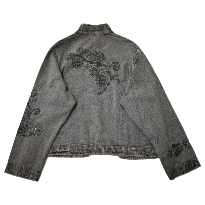 Old Embroidery Short Length Denim Jacket | Vintage.City 古着屋、古着コーデ情報を発信