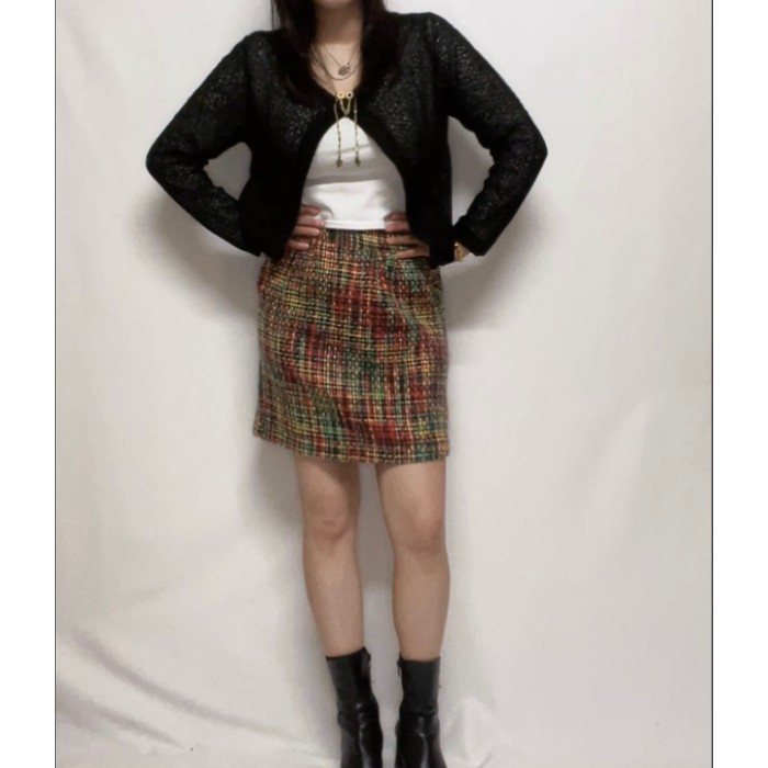 tweed mini skirt | Vintage.City 古着屋、古着コーデ情報を発信