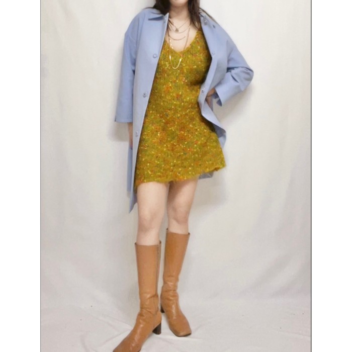 yellow mix knit dress | Vintage.City 古着屋、古着コーデ情報を発信