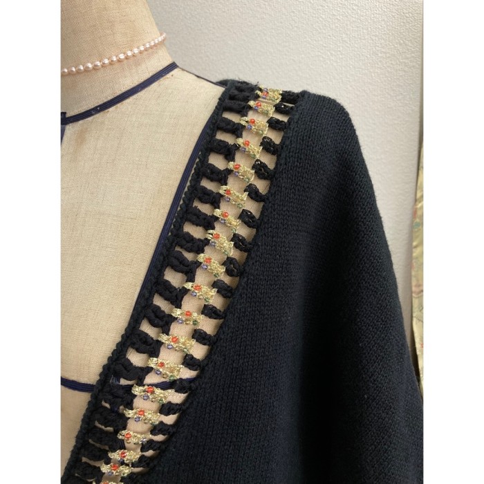 knit tops ビーズ 黒ブラック ニットトップス レディースF | Vintage.City 빈티지숍, 빈티지 코디 정보