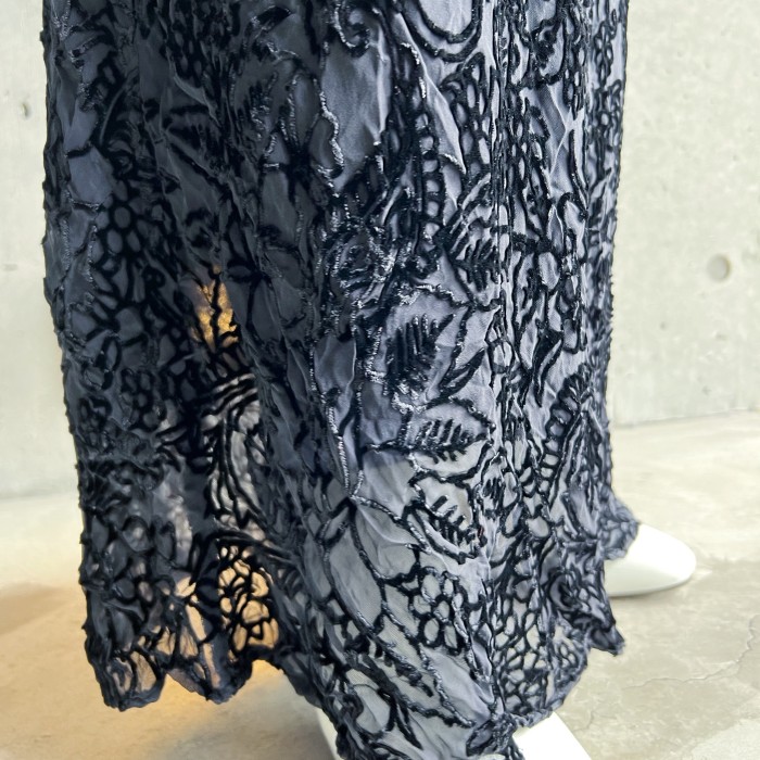 90s flocky print design long skirt | Vintage.City 古着屋、古着コーデ情報を発信