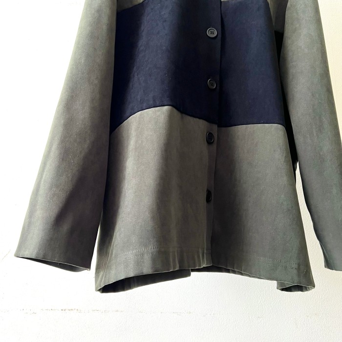 Vintage Bi-color Design Fake Suede Shirt | Vintage.City 古着屋、古着コーデ情報を発信