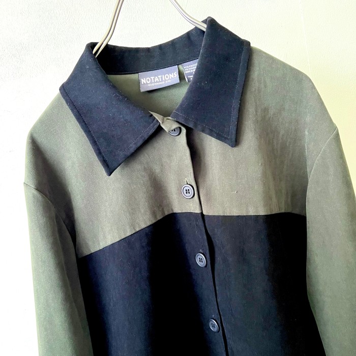 Vintage Bi-color Design Fake Suede Shirt | Vintage.City 빈티지숍, 빈티지 코디 정보