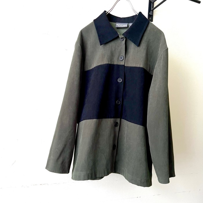 Vintage Bi-color Design Fake Suede Shirt | Vintage.City 古着屋、古着コーデ情報を発信