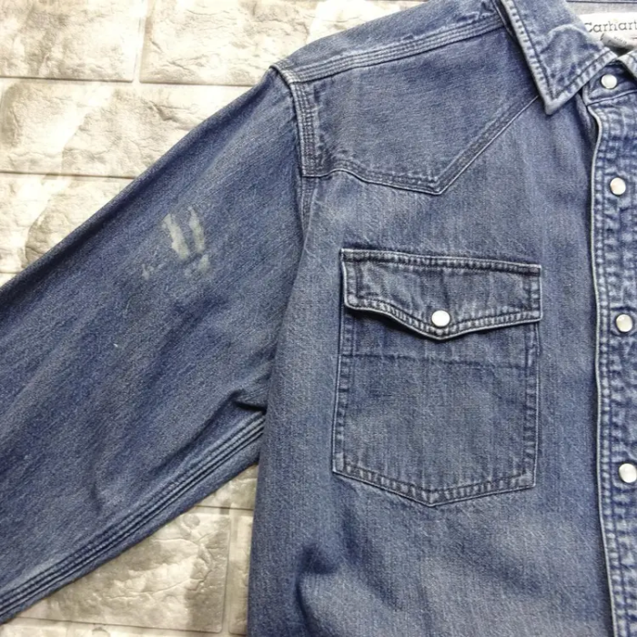 カーハート デニムシャツ L ブルー ウエスタンシャツ 胸ポケット 長袖 ボタン | Vintage.City 古着屋、古着コーデ情報を発信