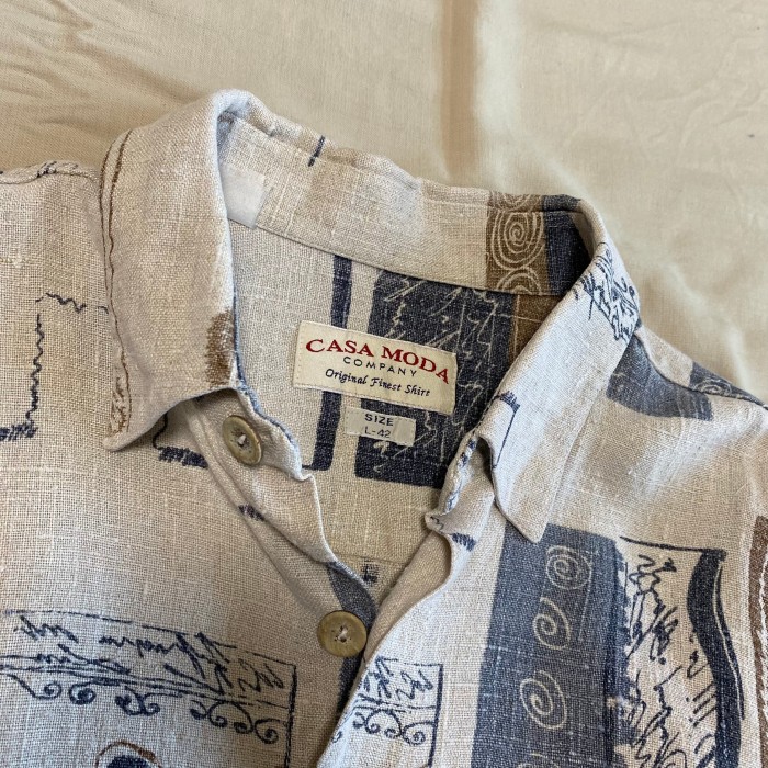 80~90's / HEKIGA pattern hemp shirt | Vintage.City 古着屋、古着コーデ情報を発信