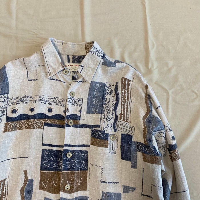 80~90's / HEKIGA pattern hemp shirt | Vintage.City 古着屋、古着コーデ情報を発信