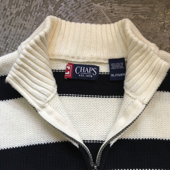 CHAPS  ハーフジップ  ボーダー  セーター | Vintage.City 古着屋、古着コーデ情報を発信